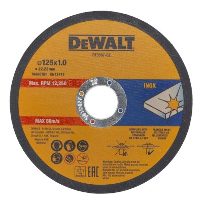 Tarcza do cięcia metalu stali INOX 125mm 10szt. DeWALT DT3507