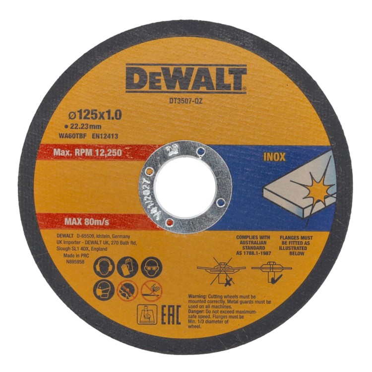Tarcza do cięcia metalu stali INOX 125mm 10szt. DeWALT DT3507
