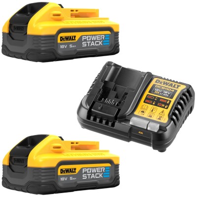 DEWALT Akumulator Li-Ion 5,0Ah 18V POWERSTACK DCBP518 2szt. + Ładowarka 4A