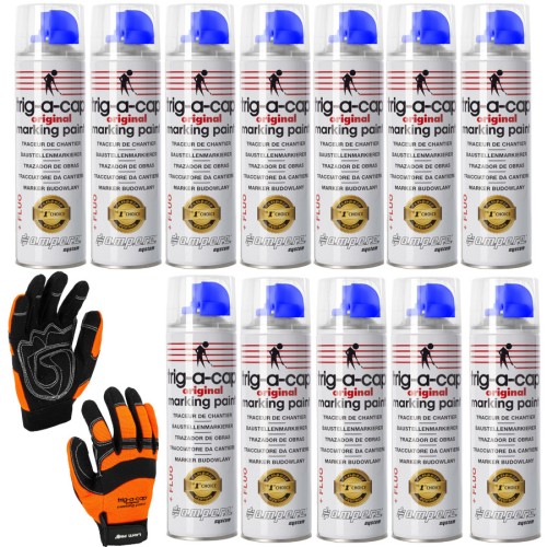 Farba AMPERE TRIG-A-CAP niebieska fluo 500ml 12szt. + rękawice robocze