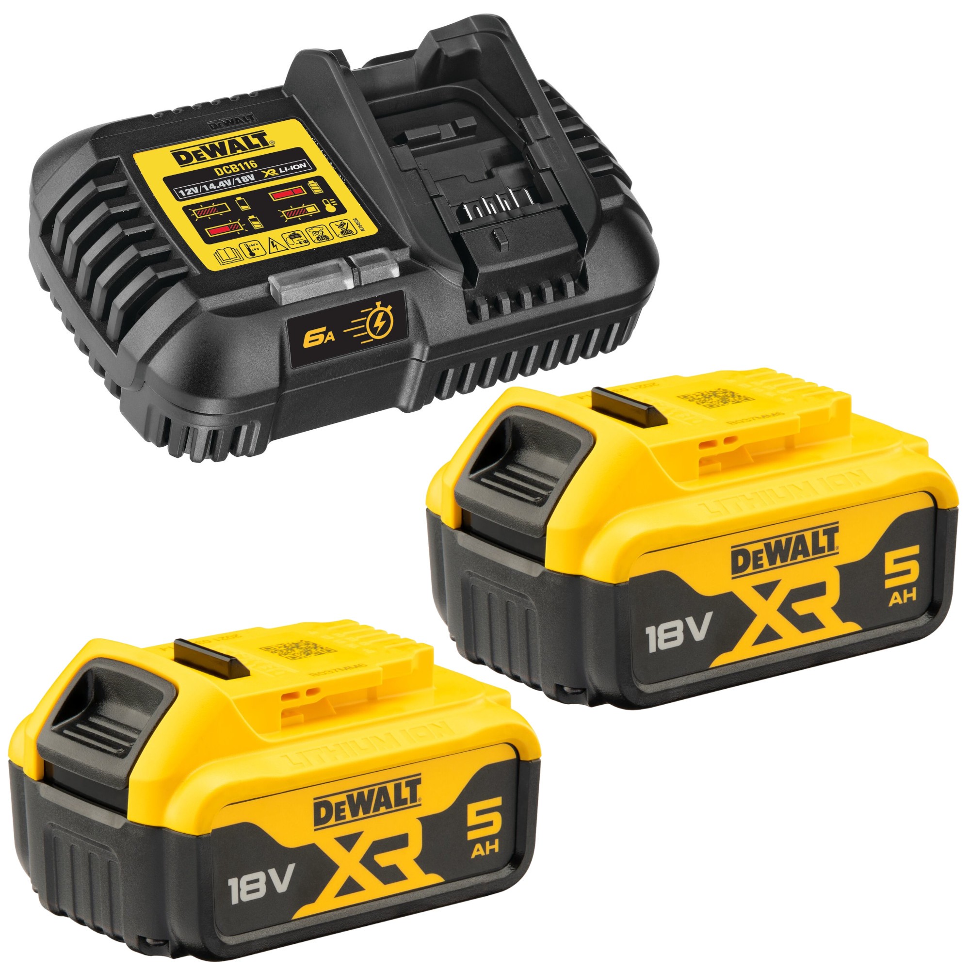 Ładowarka 18V-54V 6Ah DeWALT DCB116 + 2x Akumulator 18V 5Ah DeWALT DCB184