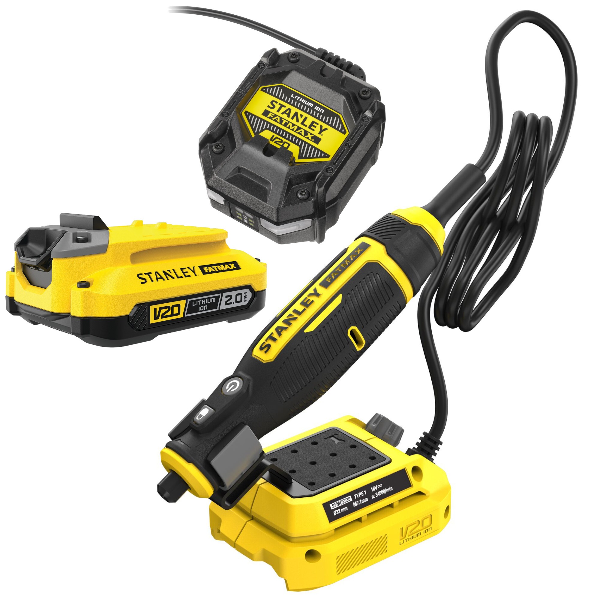 Narzędzie obrotowe mini szlifierka 18V V20 Stanley SFMCE030B + aku 2Ah ład