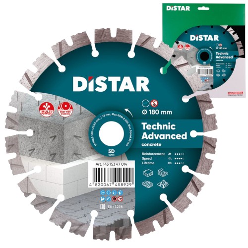 Tarcza diamentowa do betonu 180x22,23mm TECHNIC ADVANCED DISTAR 14315347014
