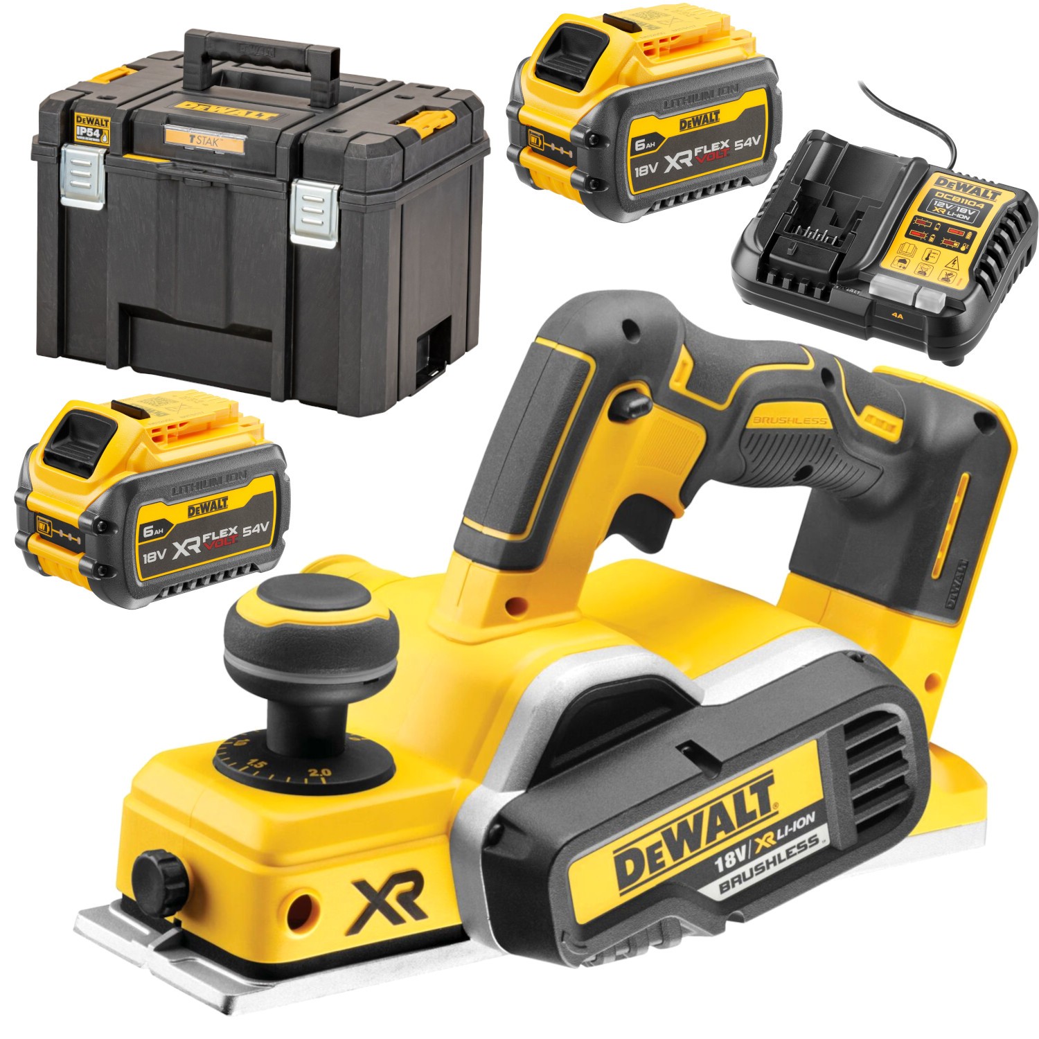 Strug akumulatorowy hebel 18V XR DeWALT DCP580N TSTAK VI 2x aku 6Ah + ład