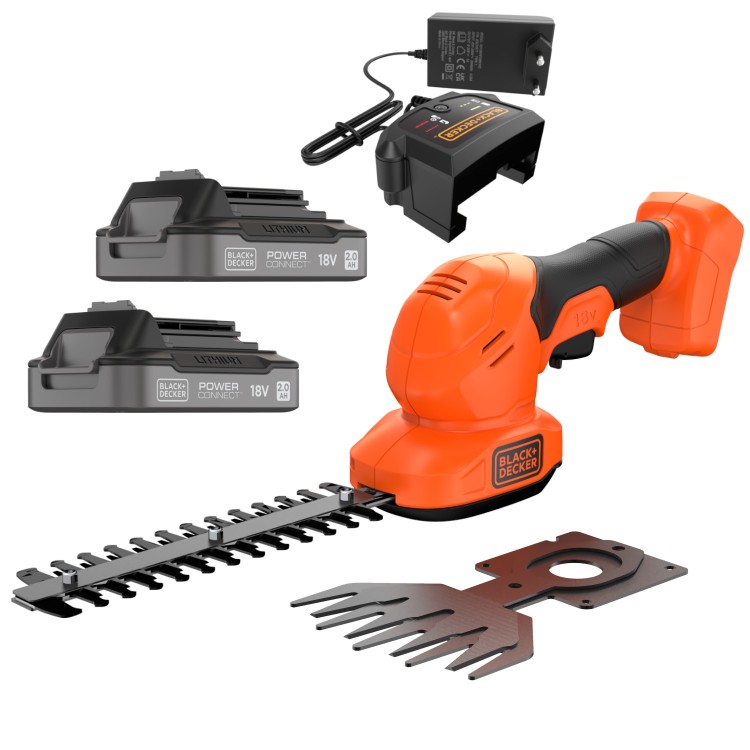 BLACK DECKER BCSS18B Nożyce do żywopłotu i trawy akumulatorowe 18V + 2x aku 2Ah + ład