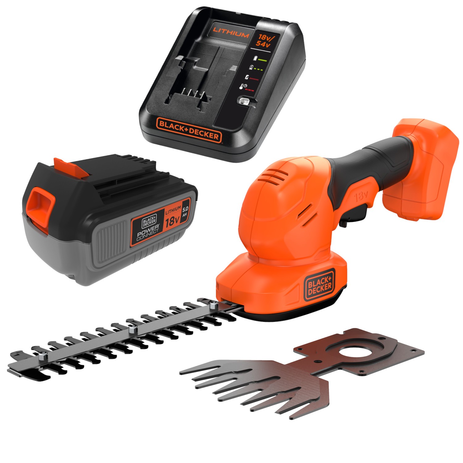 BLACK DECKER BCSS18B Nożyce do żywopłotu i trawy akumulatorowe 18V + aku 5Ah + ład