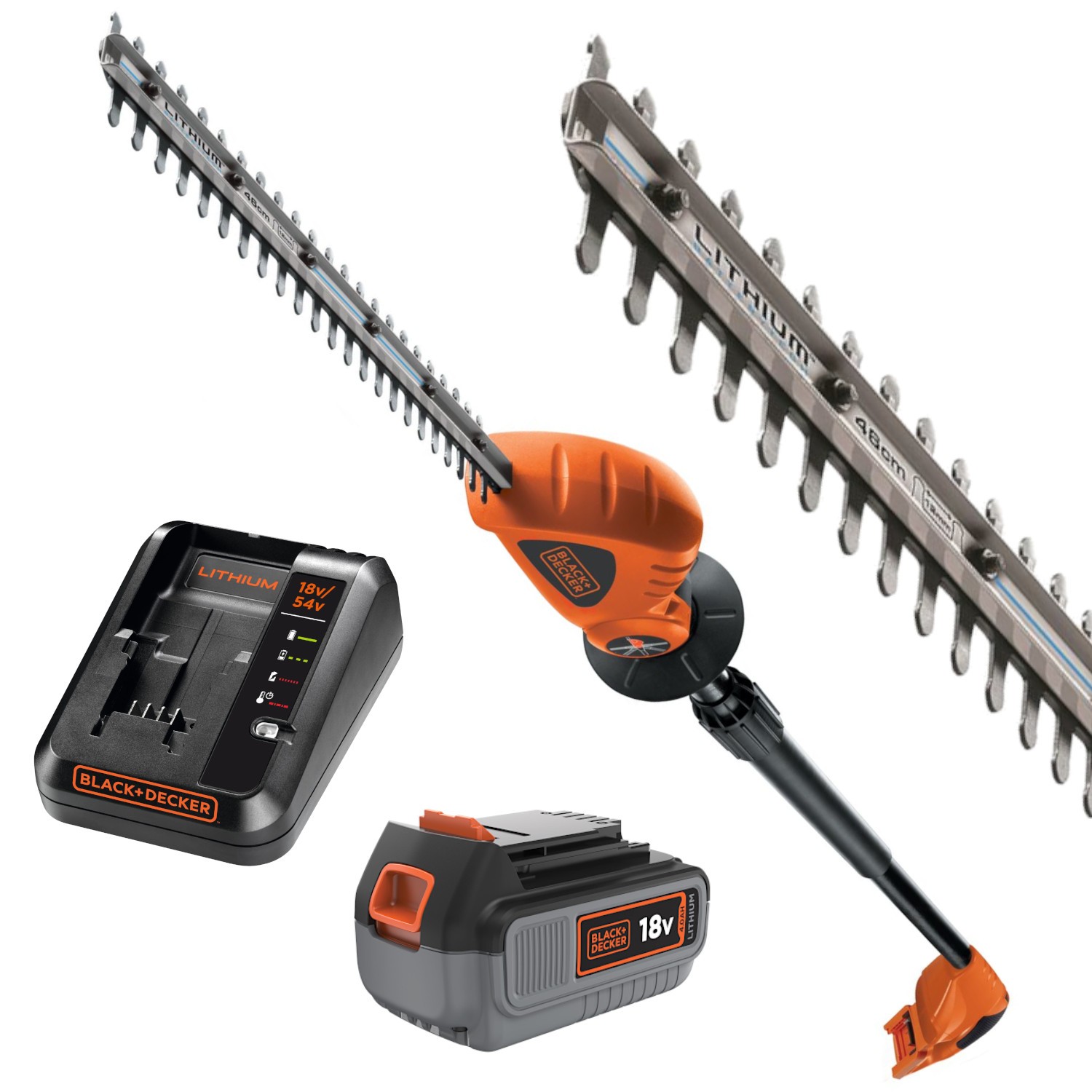 Nożyce do żywopłotu na wysięgniku 18V Black Decker GTC1843 + aku 4Ah + ład