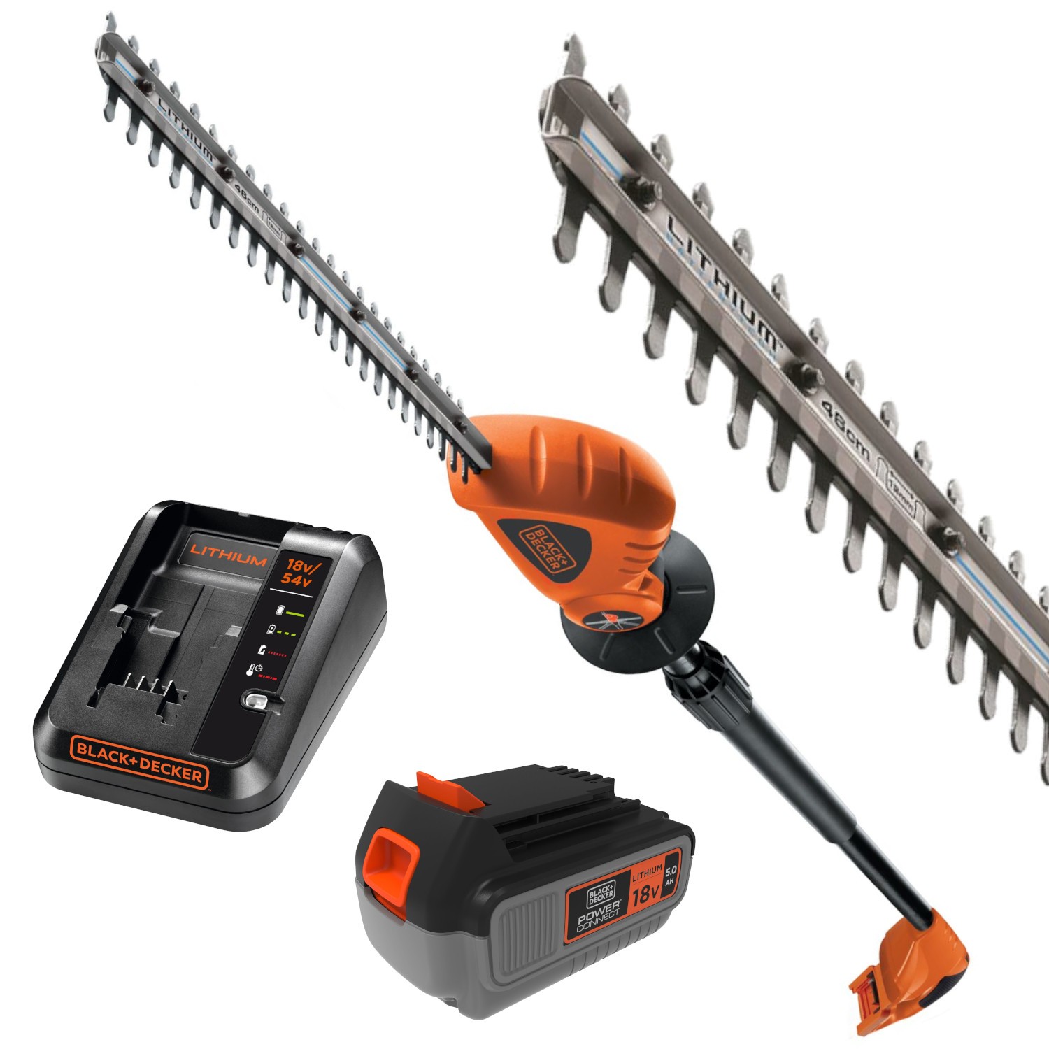 Nożyce do żywopłotu na wysięgniku 18V Black Decker GTC1843 + aku 5Ah + ład