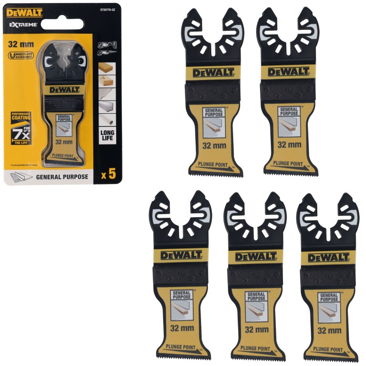 DeWALT Zestaw 5 brzeszczotów BiM 32 x 43 mm do cięcia wgłębnego DT20776
