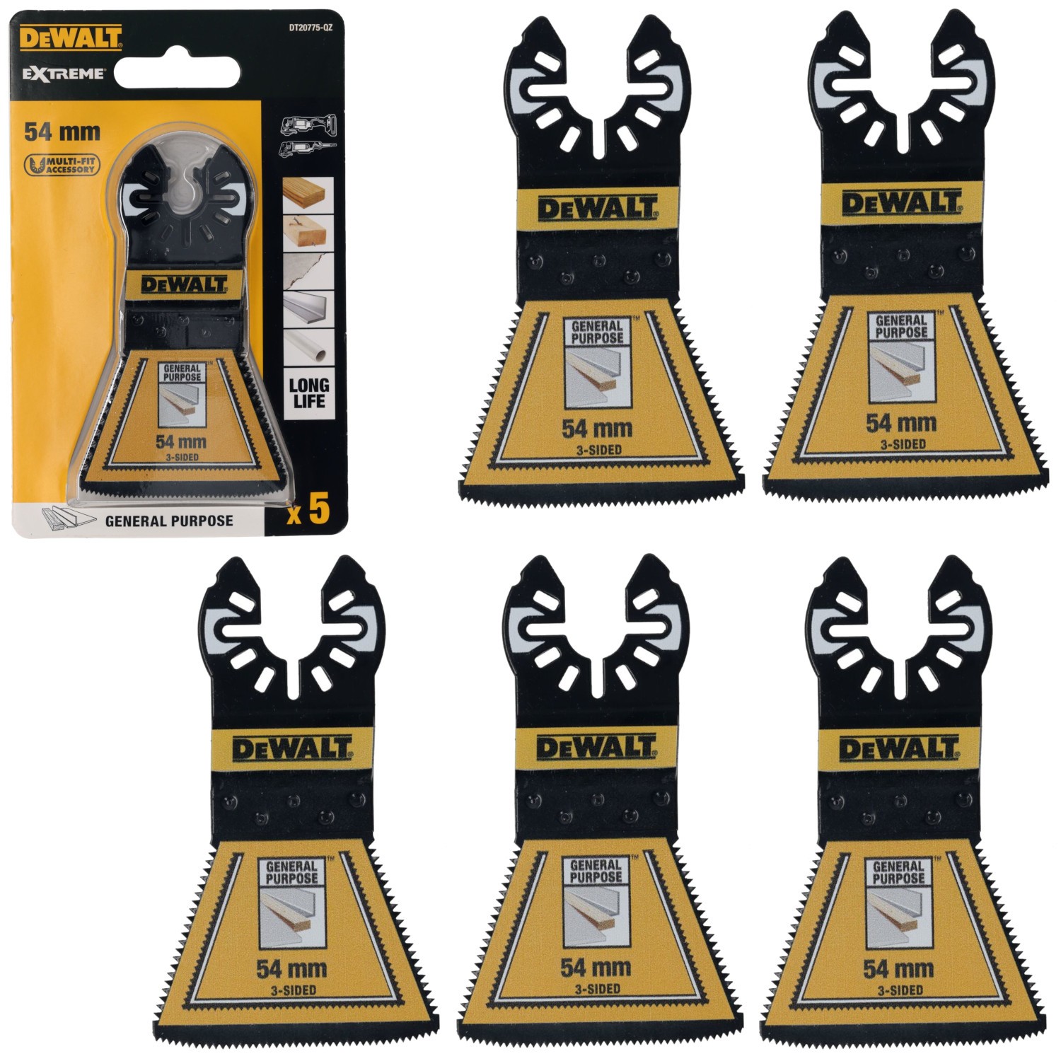 DeWALT Zestaw 5 brzeszczotów BiM 54 x 38,6 mm DT20775