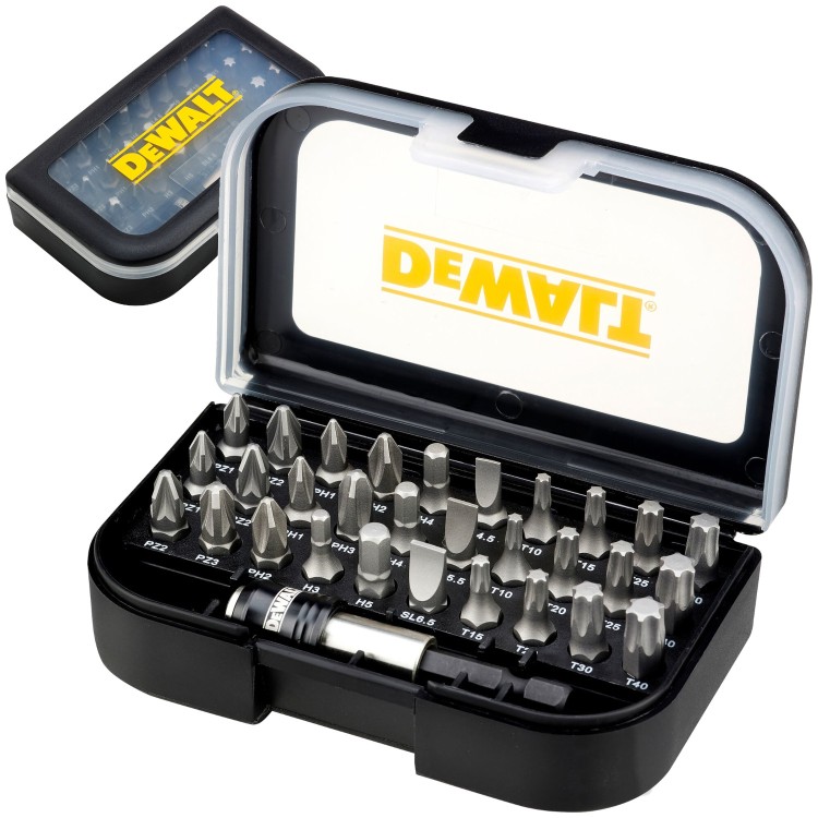 DEWALT Zestaw końcówek wkrętarskich PZ PH SL TORX HEX + Uchwyt 31el. DT7944S