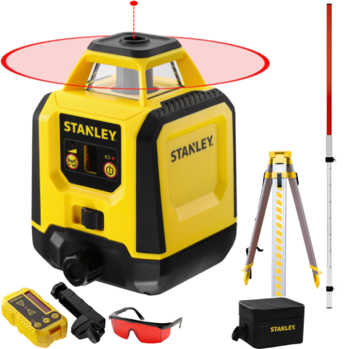 STANLEY Laser rotacyjny czerwony STHT77616 + Statyw + Łata GT-350