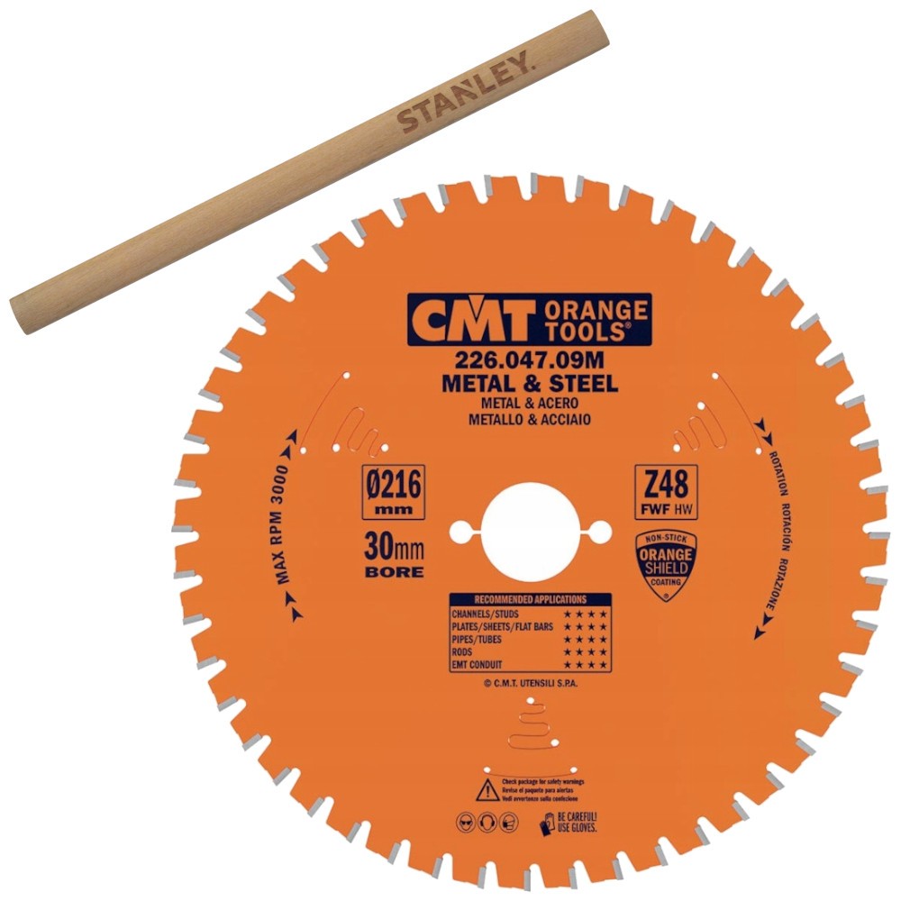 CMT 226.047.09M Tarcza piła do stali płyty warstwowej na sucho 216 x 30mm 48z INDUSTRIAL + Ołówek