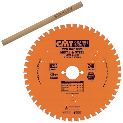 CMT 226.047.09M Tarcza piła do stali płyty warstwowej na sucho 216 x 30mm 48z INDUSTRIAL + Ołówek