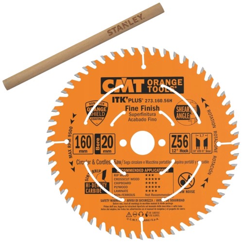 CMT 273.160.56H Tarcza piła do drewna litego ultra cienka 160 x 20mm 56z ITK Plus + Ołówek