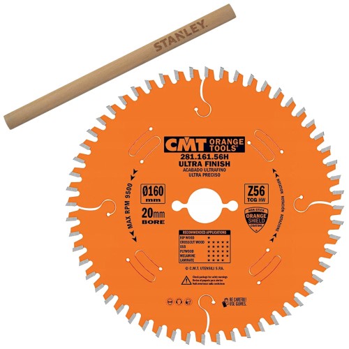 CMT 281.161.56H Tarcza piła do drewna laminatu OSB sklejki 160 x 20mm 56z INDUSTRIAL + Ołówek
