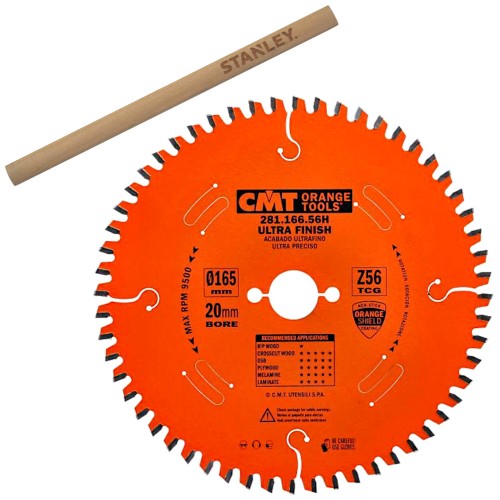 CMT 281.166.56H Tarcza piła do drewna laminatu OSB sklejki 165 x 20mm 56z INDUSTRIAL + Ołówek