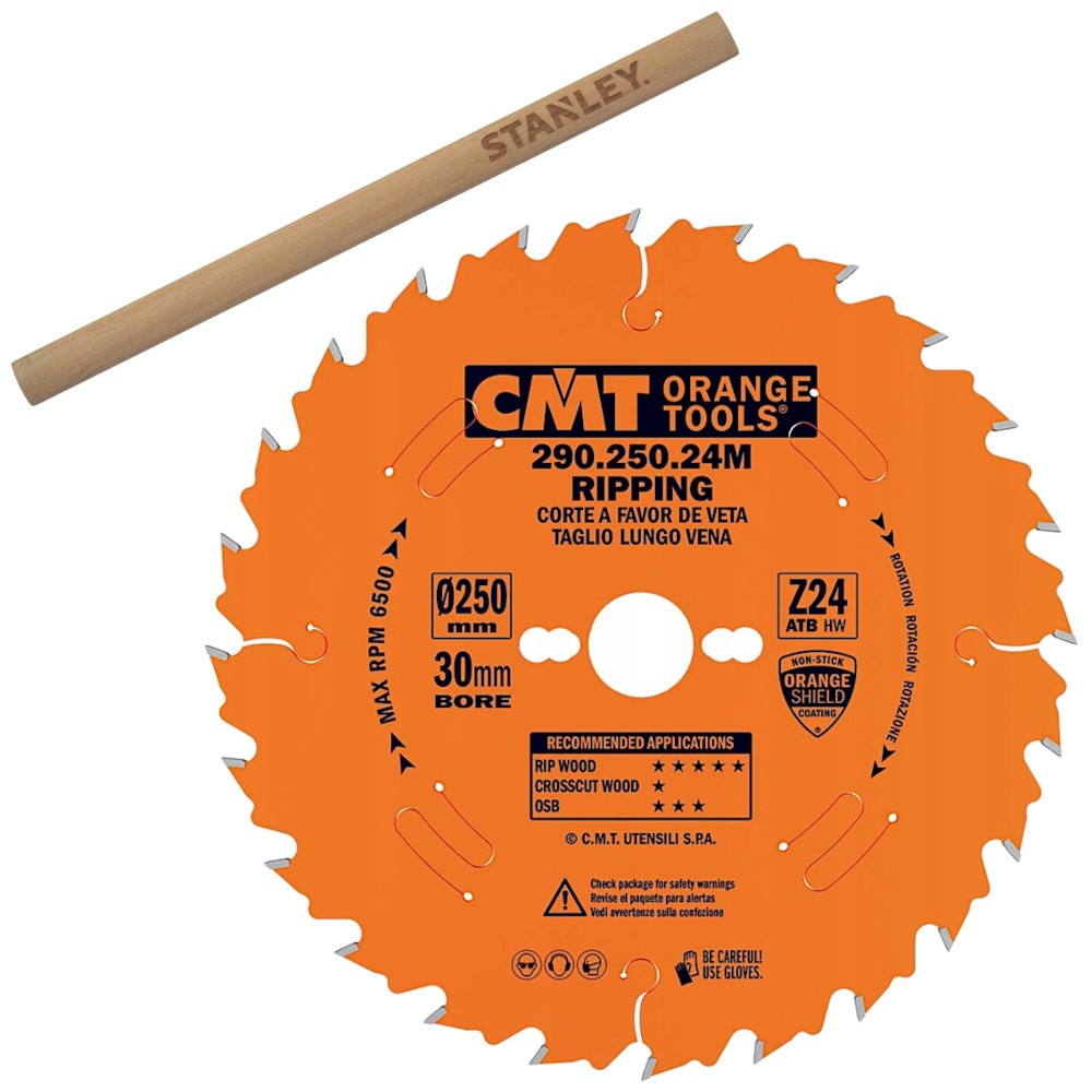 CMT 290.250.24M Tarcza piła do drewna cięcie wzdłużne 250 x 30mm 24z + Ołówek