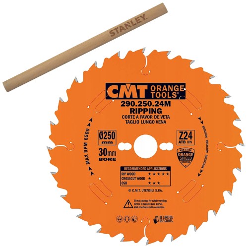 CMT 290.250.24M Tarcza piła do drewna cięcie wzdłużne 250 x 30mm 24z + Ołówek