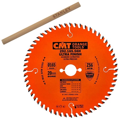 CMT 292.165.56H Tarcza piła do drewna sklejki MDF OSB 165 x 20mm 56z + OŁÓWEK