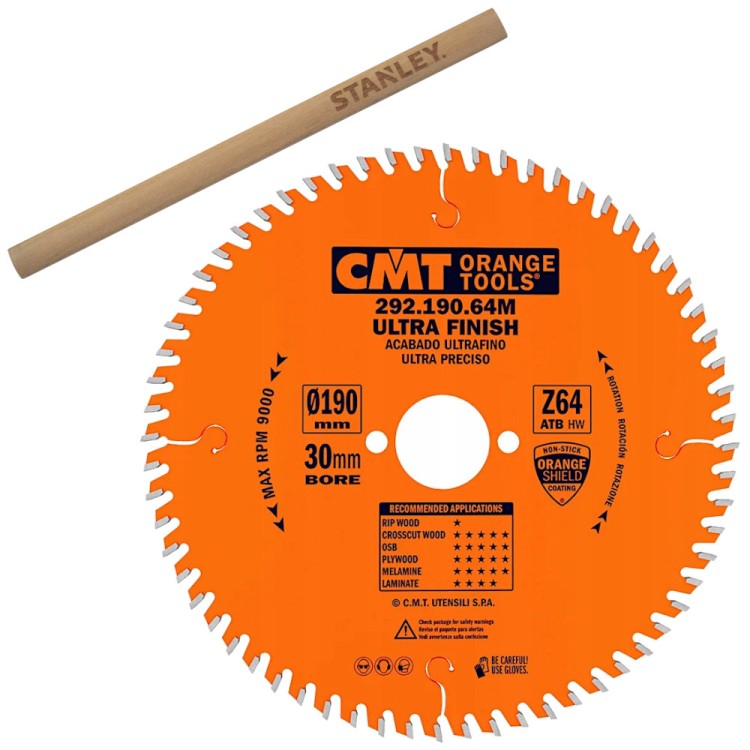 CMT 292.190.64M Tarcza piła do drewna litego 190 x 30mm 64z + Ołówek