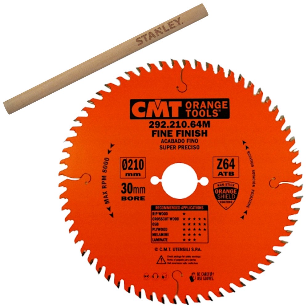 CMT 292.210.64M Tarcza piła do drewna litego sklejki laminatu 210 x 30mm 64z INDUSTRIAL + Ołówek