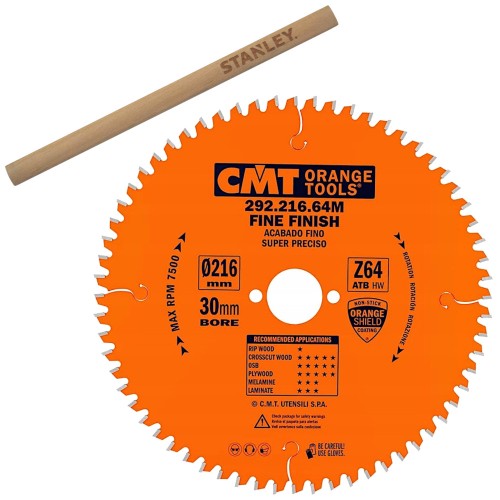 CMT 292.216.64M Tarcza piła do drewna litego 216 x 30mm 64z INDUSTRIAL + Ołówek
