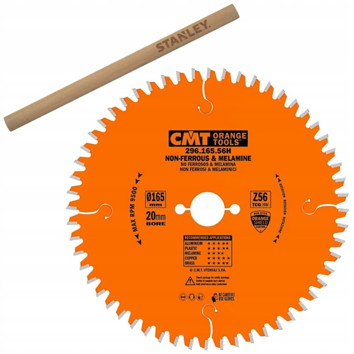 CMT 296.165.56H Tarcza do aluminium HPL laminatu PCV 165 x 20mm 56z INDUSTRIAL + Ołówek