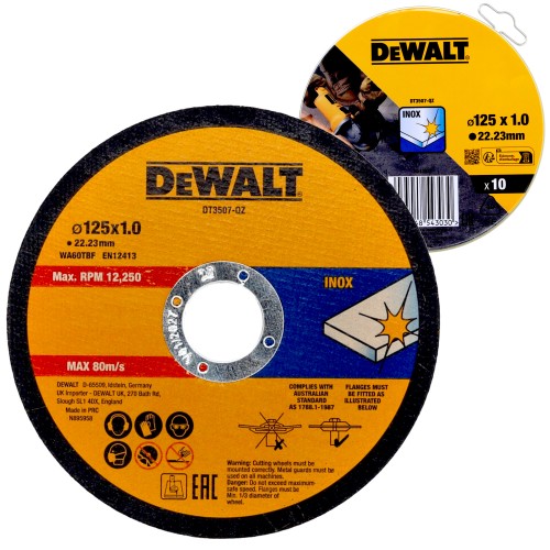 Tarcza do metalu stali INOX 125mm 10szt. DeWALT DT3507