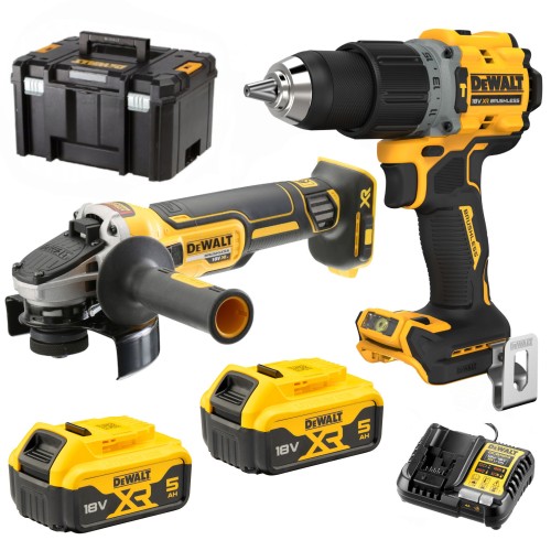 Zestaw elektronarzędzi DCK2026P2T: DCG405 + DCD805 2x5,0Ah + Tstak, DEWALT