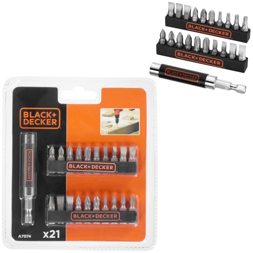 Zestaw 21szt. końcówek + adapter magnetyczny 1/4" BLACK DECKER A7074