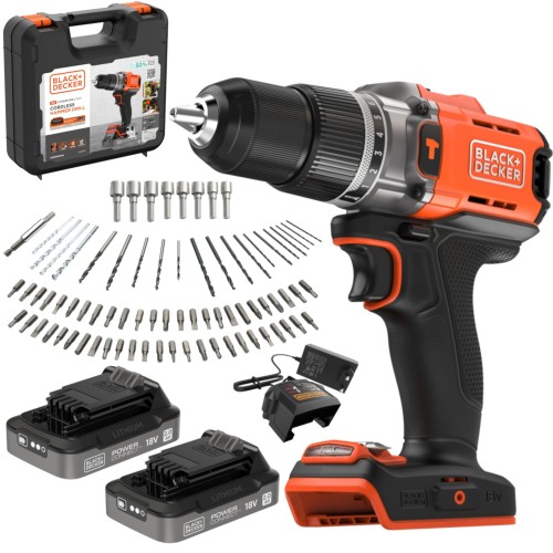Wiertarko wkrętarka udarowa 45Nm 2x 2Ah walizka 80 akcesorii BLACK DECKER BCD383D2XKA