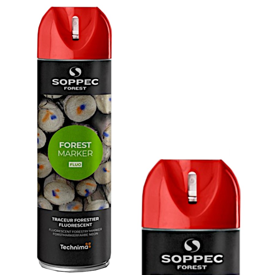 Farba spray czerwona do znakowania drzew Fluo Forest Marker 500ml Soppec 133013
