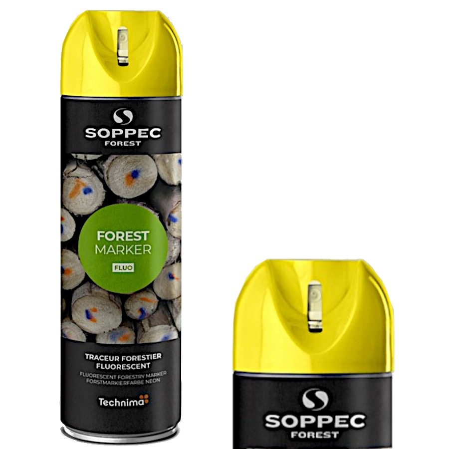 Farba spray żółta do znakowania drzew Fluo Forest Marker 500ml Soppec 133017