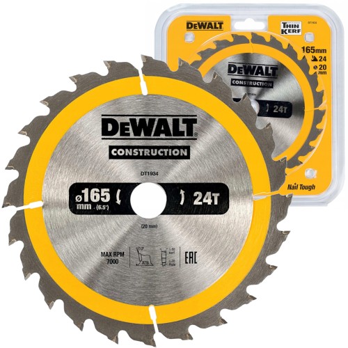 DEWALT tarcza do drewna 165 x 20mm 24T DT1934