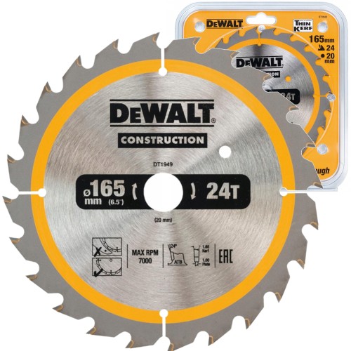 DEWALT DT1949 tarcza do drewna 165 x 20mm 24T