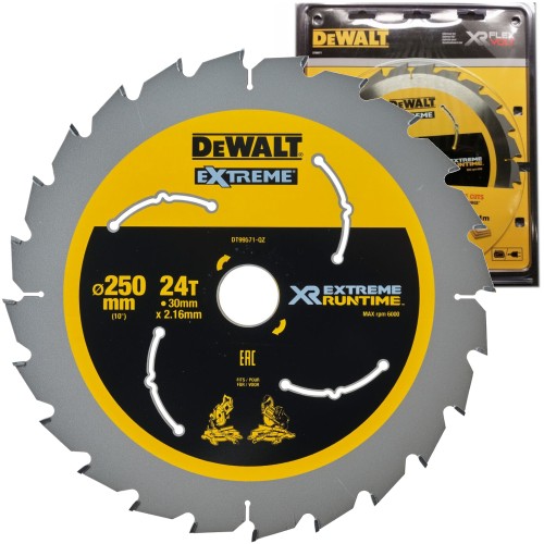 DEWALT Tarcza DT99571 do ukośnicy do drewna 250x30mm 24z EXTREME RUNTIME