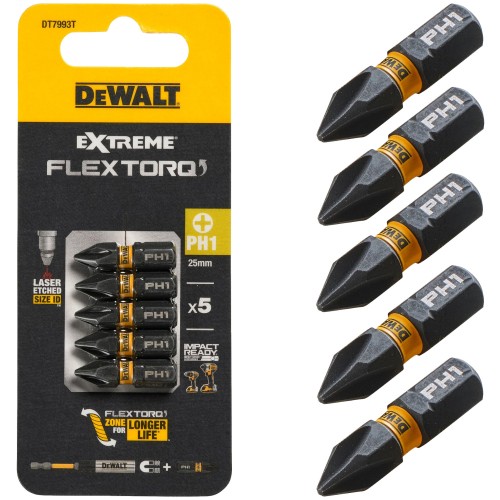 DEWALT Końcówki wkrętarskie Ph1 25mm 5szt. EXTREME FLEXTORQ DT7993T