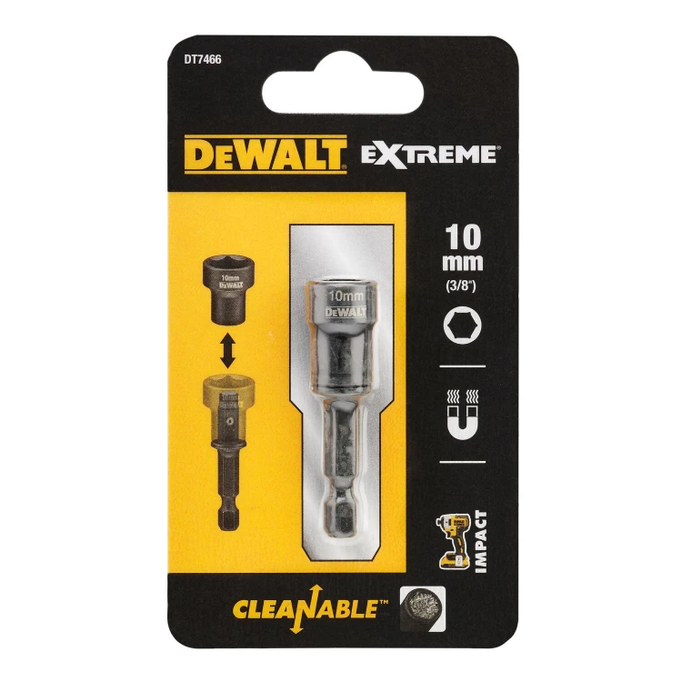 Klucz udarowy nasadowy 10 x 75mm nasadka sześciokątna hex Dewalt DT7466 w opakowaniu (blistrze)