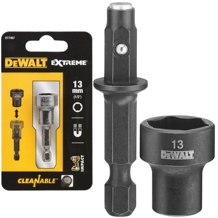 Klucz udarowy nasadowy 13 x 75mm nasadka sześciokątna hex Dewalt DT7467