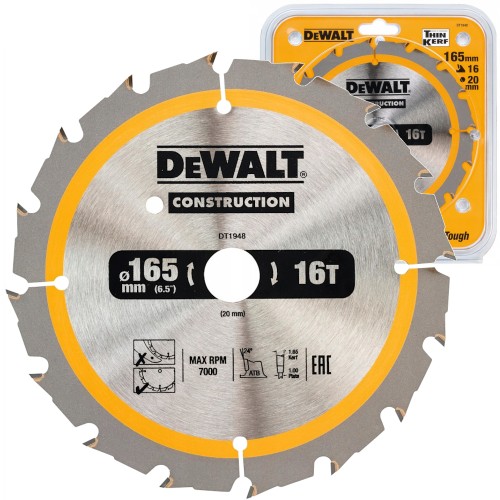 DEWALT DT1948 tarcza do drewna 165 x 20 mm 16T