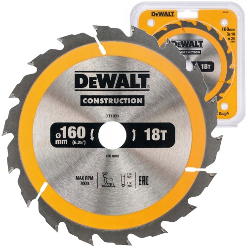 DEWALT DT1931 tarcza do drewna 160 x 20mm 18T