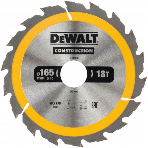DEWALT DT1936 tarcza 165 x 30mm 18T