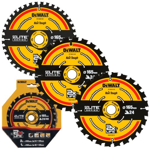 DEWALT DT10397 zestaw tarcze do drewna 165 mm 3 sztuki
