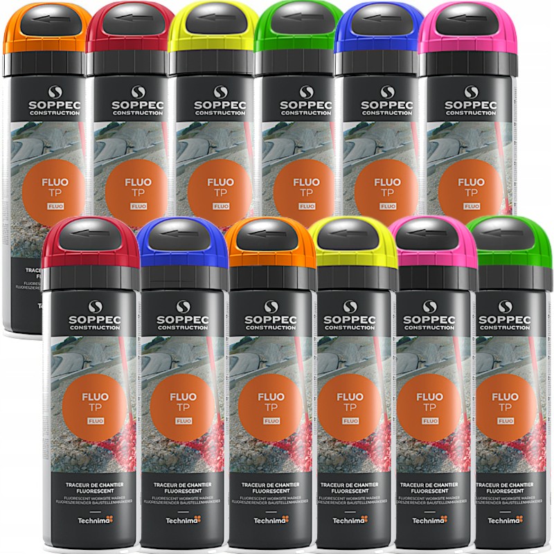 SOPPEC FLUO T.P. farba do znakowania mix kolorów 500 ml 12szt