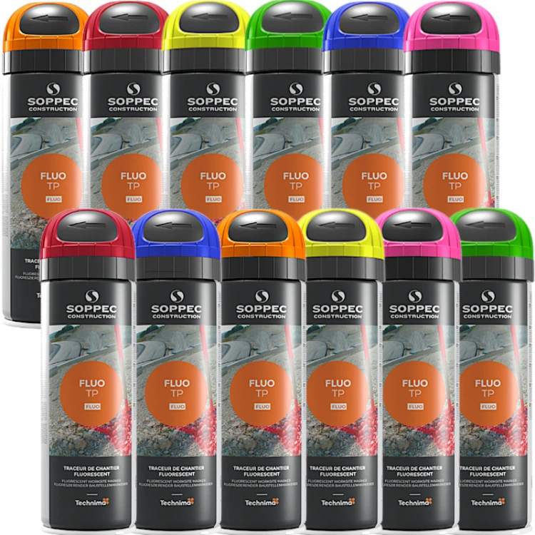 SOPPEC FLUO T.P. farba do znakowania mix kolorów 500 ml 12szt