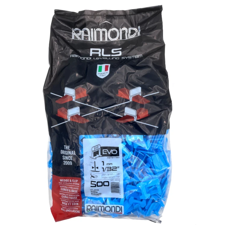 Paski do systemu poziomowania RLS EVO 1mm od 3-12mm zestaw 500 sztuk RAIMONDI niebieskie