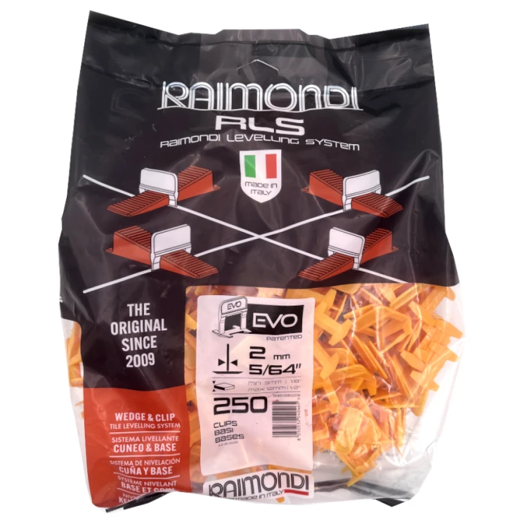 Paski do systemu poziomowania RLS EVO 2,0mm od 3-12mm zestaw 250 sztuk RAIMONDI 180BEV20B0250B pomarańczowe