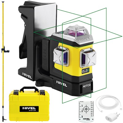 Laser krzyżowy Nivel System CLx3G MOTOR + Tyczka 3,6m