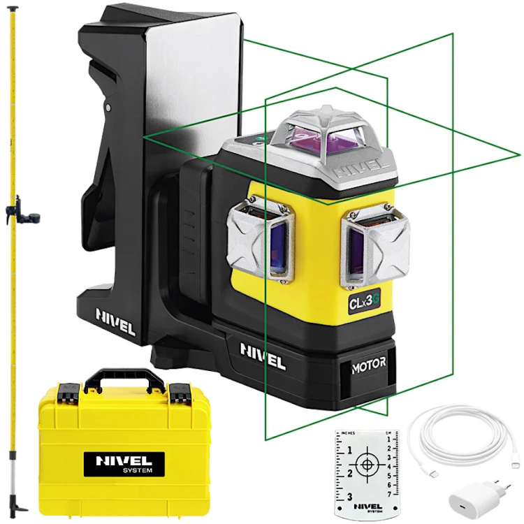 Laser krzyżowy Nivel System CLx3G MOTOR + Tyczka 3,6m